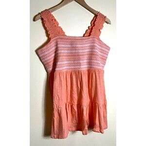 Torrid Square Necked Mocked Baby Doll Tank Orange White Size 1 1X 14-16 NWT